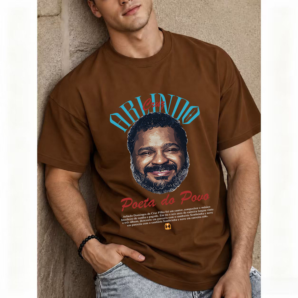 [Camiseta Premium em Algodão Puro] TITO Arlindo Cruz Cantor Samba Poeta do Povo Música Brasil Masculina Manga Curta P-G3
