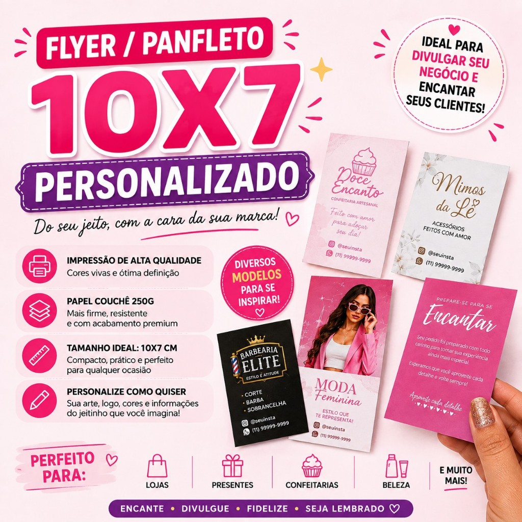Folheto Panfleto Flyer personalizado 10x7 Couchê Fosco 90 g PREMIUM