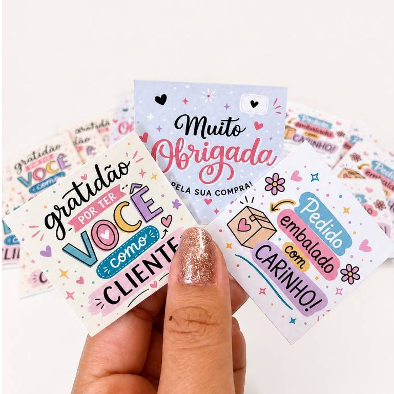 Mini Card 5x5 Agradecimento sortido Papel Couche 250 g 1000 Unidades