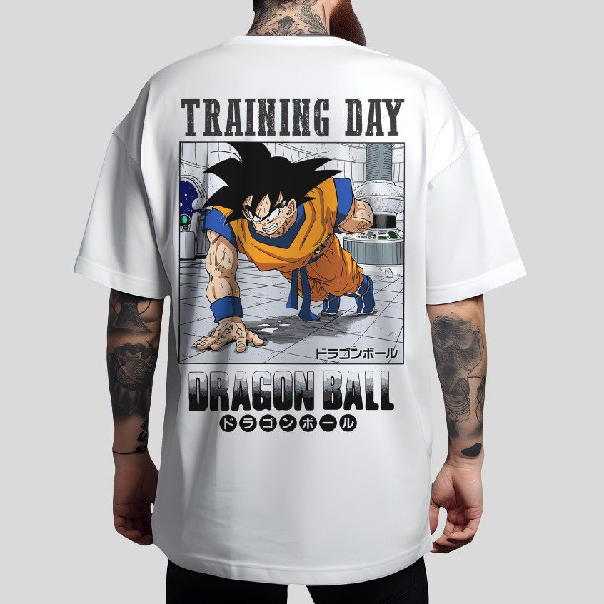 [Camiseta Vintage Masculina Algodão]HYP Camiseta  Oversized Em Algodão Estampa Dragon Ball Para Treinar/Academia