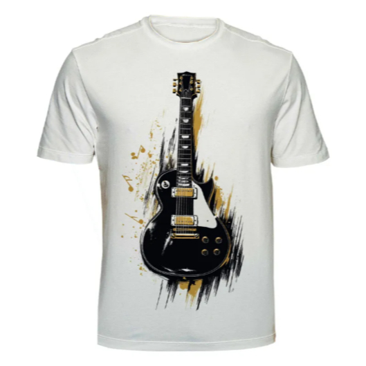 Camiseta Masculina Estampa Guitarra Musico Guitarrista Tecido Premium 100% Algodão