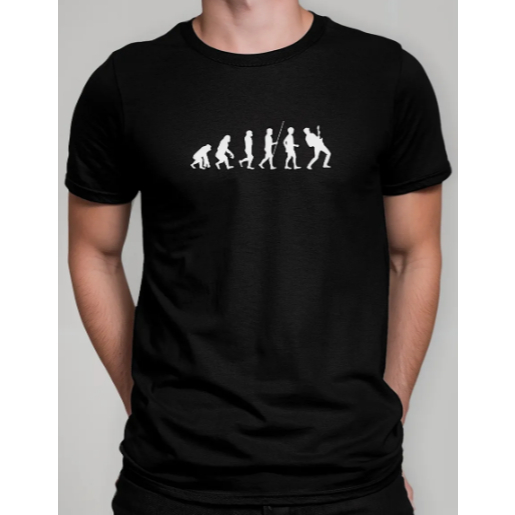 Camiseta Masculina Estampa Evolution Guitar Evolução Do Guitarrista Tecido Premium 100% Algodão