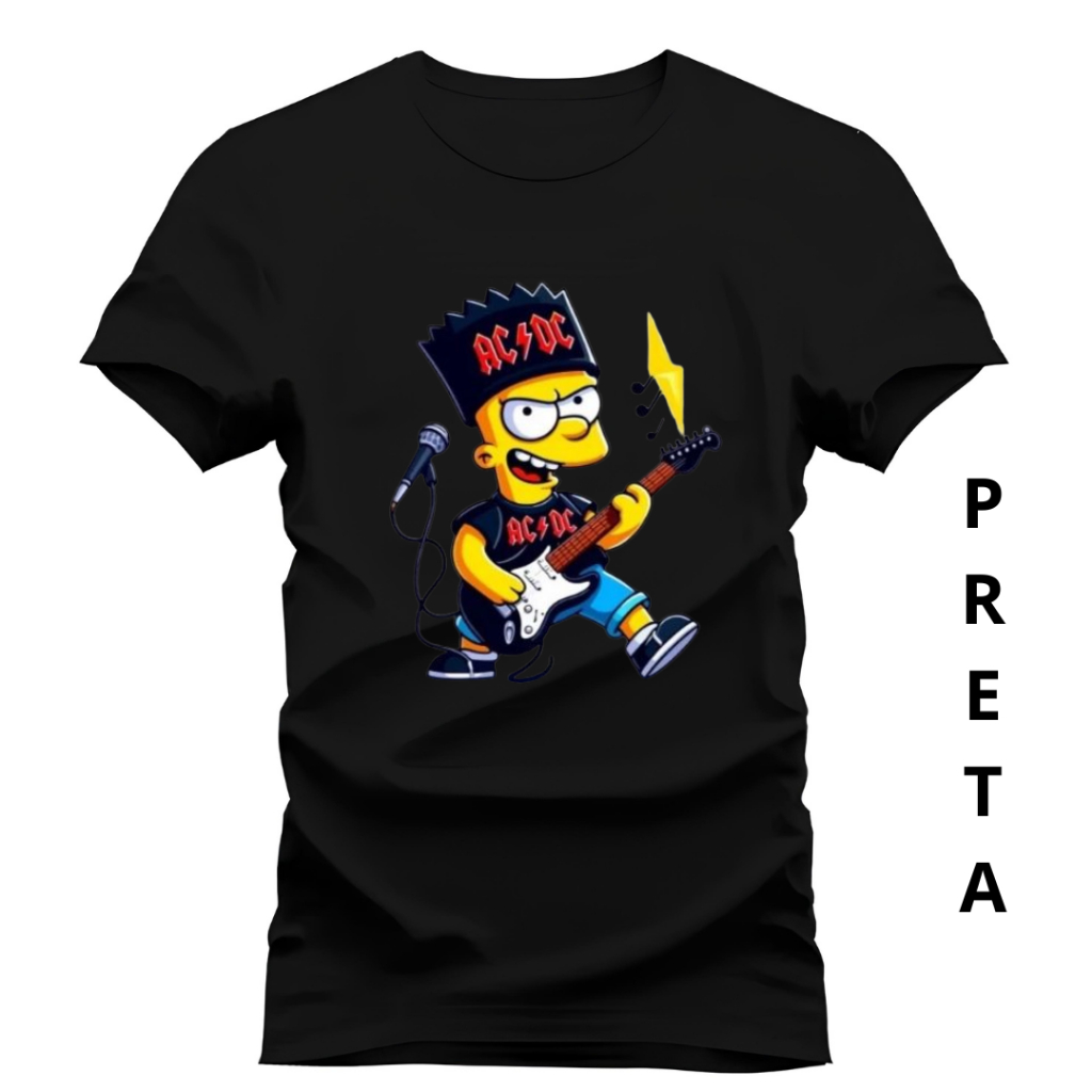 Camiseta Unissex Estampada Bart De Guitarra Camisa 100% Algodão Blusa De Envio Imediato