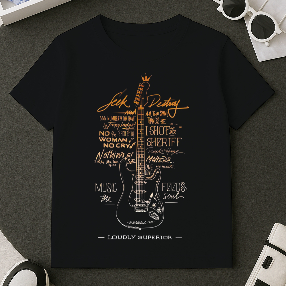 Camiseta Infantil Masculina Estampa Guitarra Premium Alta Qualidade Tamanho 2 ao 16