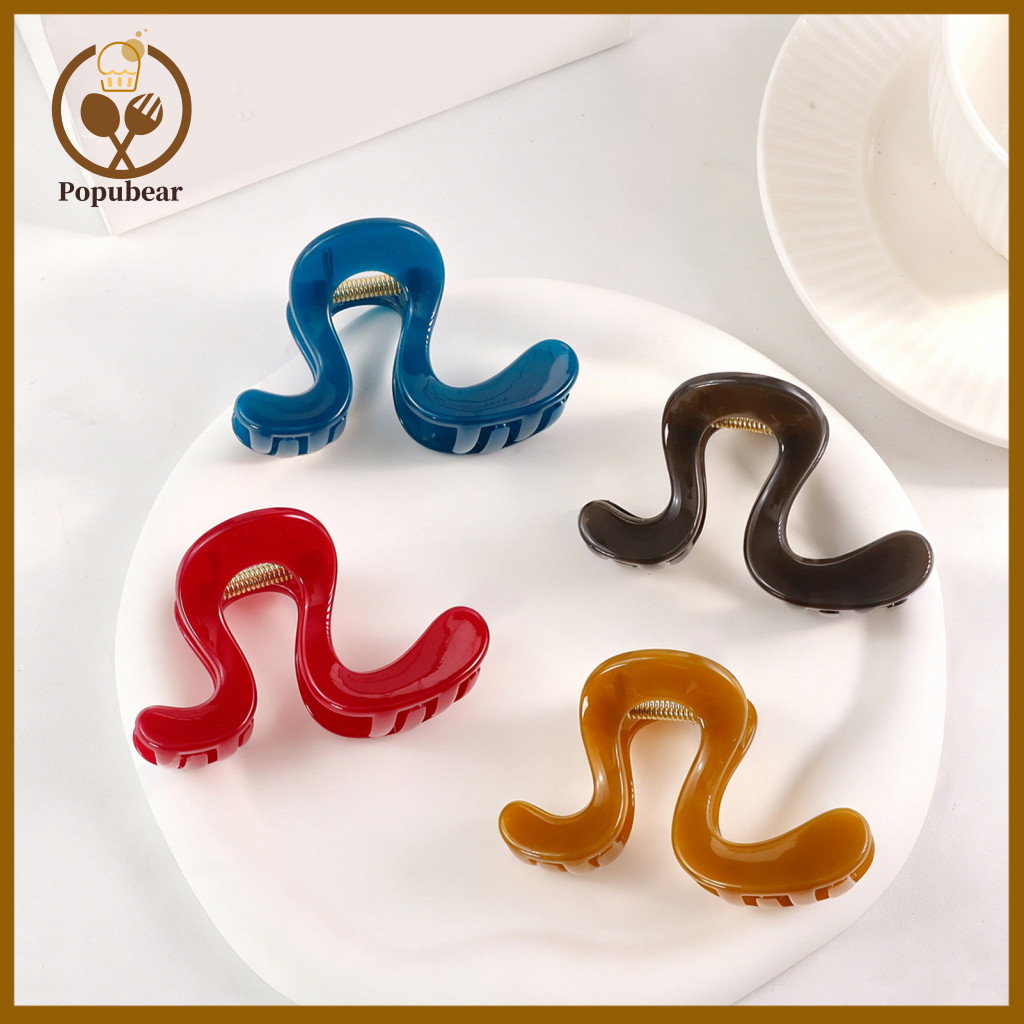 Anti-slip Hair Claw Resin Strong Grip for Long Thick Geometric Wave Shape Clip with Teeth Shark Back for Women for South