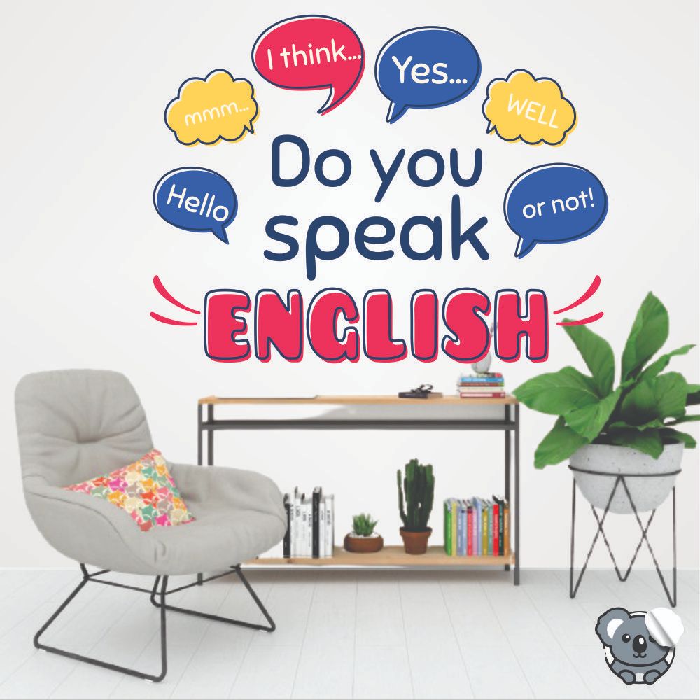 Adesivo de Parede Para Escola de Inglês Do You Speak English Papel de Parede Auto Colante Decalque