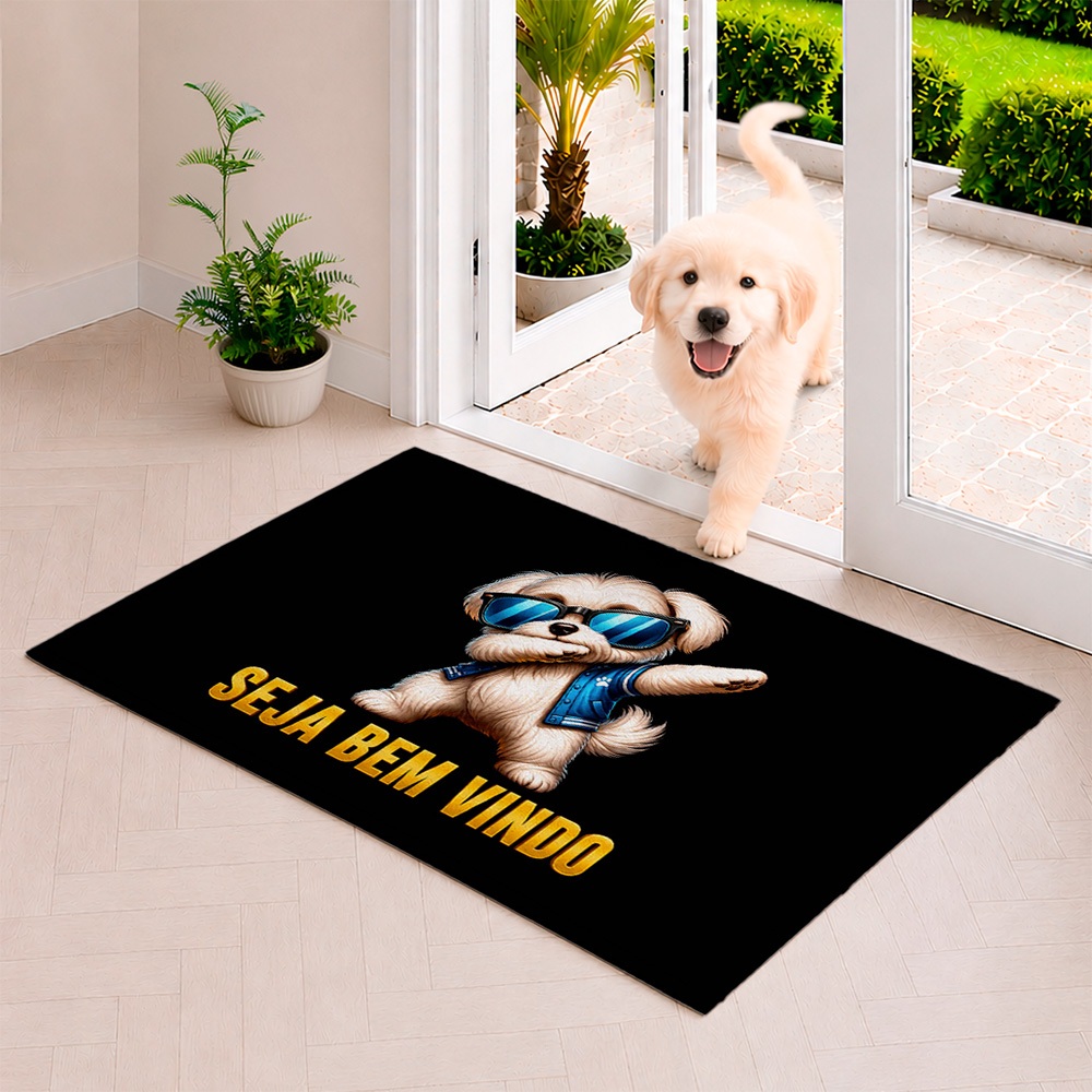 Tapete Porta Capacho Emborrachado para Quarto, Sala e Entrada 40X60 2mm para Decoração- Bem vindo