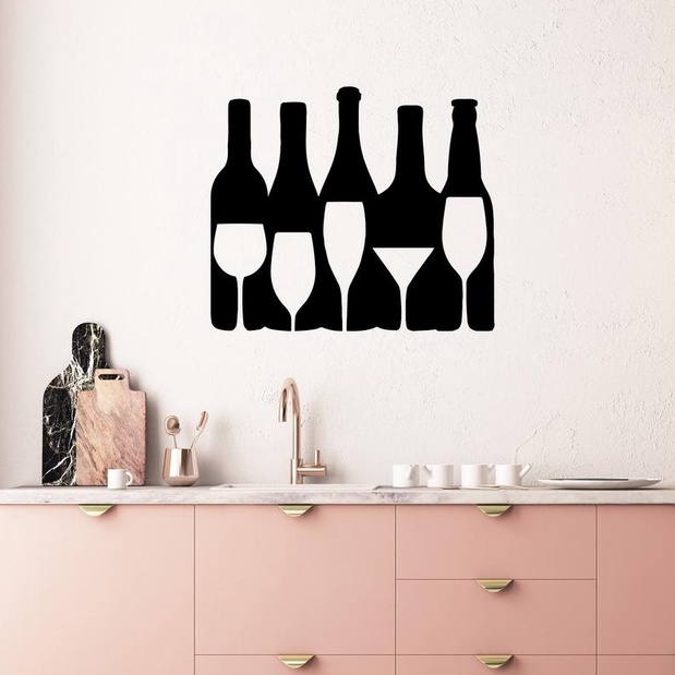Quadro Decorativo Bar Adega de Vinhos Cerveja Tequila Sala Cantinho de Bebidas e Taç Madeira Mdf 3mm
