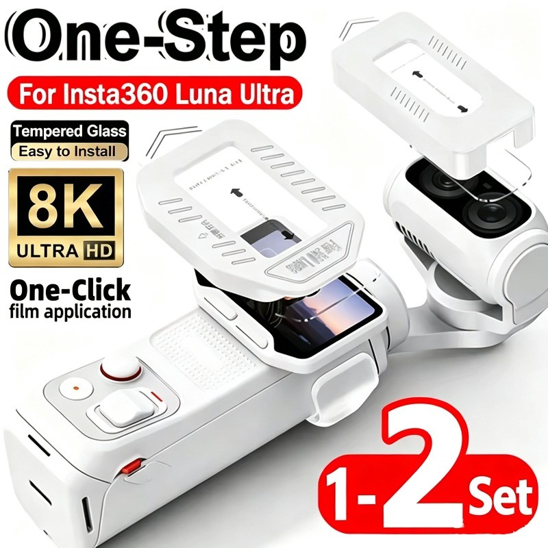 1/2 Conjunto De Tela De Câmera E Vidro Temperado De Lente-Filme HD-Resistente A Arranhões-Inquebrável-Para Insta360 Luna