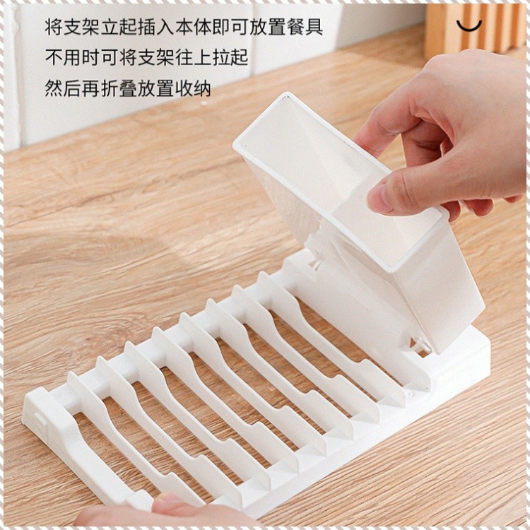 [Compact & Foldable] Chopsticks Rack Stand Up Hanging Hole Storage Small Size Suspension Convenience Stovetop Family/Ute