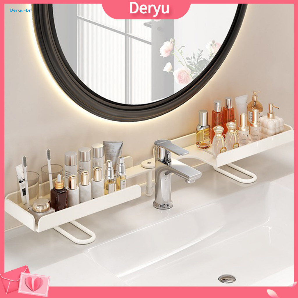 Toiletries Storage Rack Foldable Faucet – 180° Straight 90° Corner Installation Durable Carbon Steel Countertop Orga