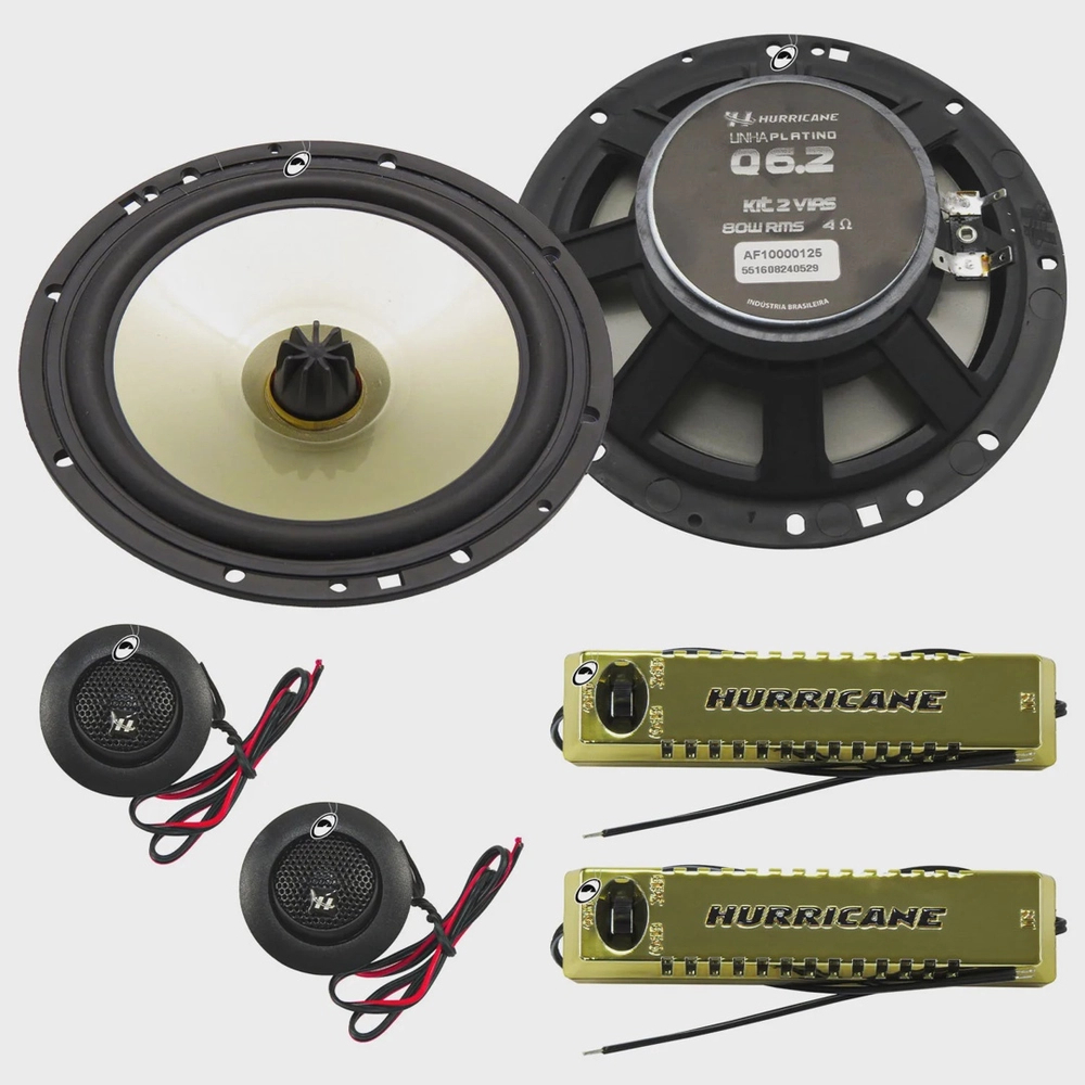 Kit 2 Vias Hurricane 6 Pol Q Qr 160wrms Alto Falante Tweeter