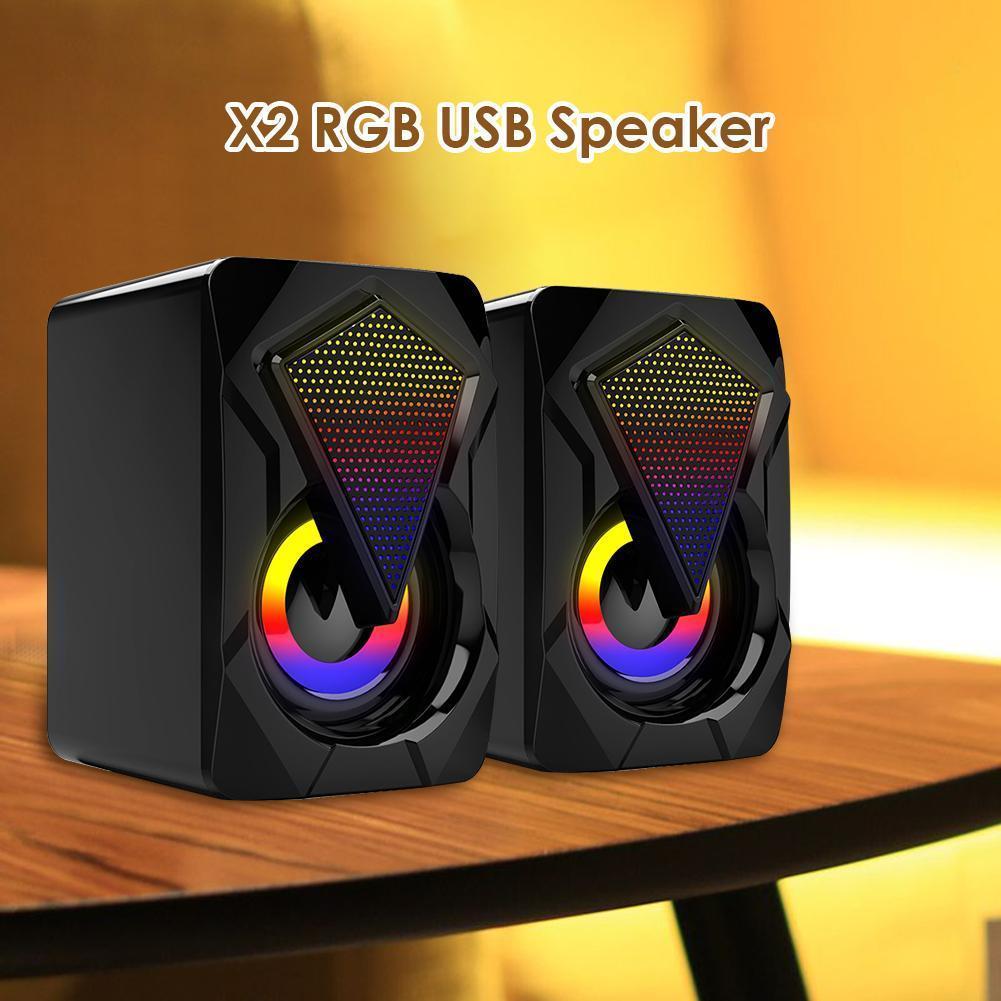 Alto-Falante Surround De Som Estéreo X2 RGB Falantes De Computador Alimentados Por USB 3Wx2 Graves Para Desktop Laptop P