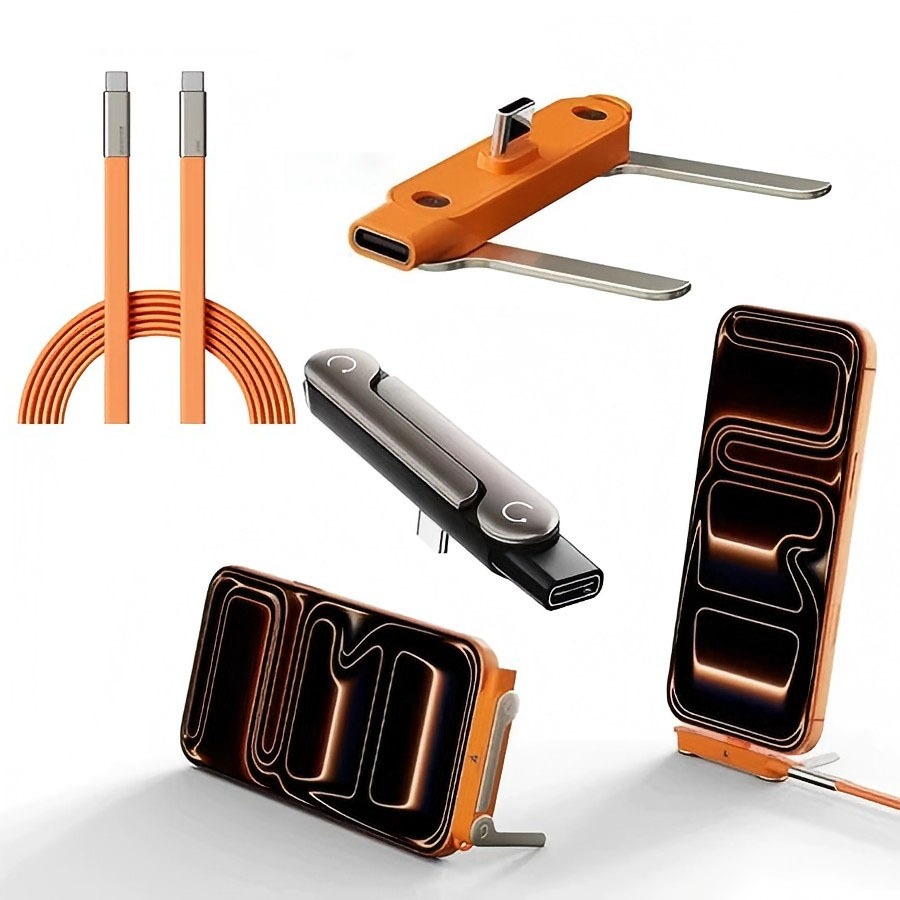 240W USB-C Soft Silicone Cable Removable Bracket Multi Function Mobile Phone Charger Line