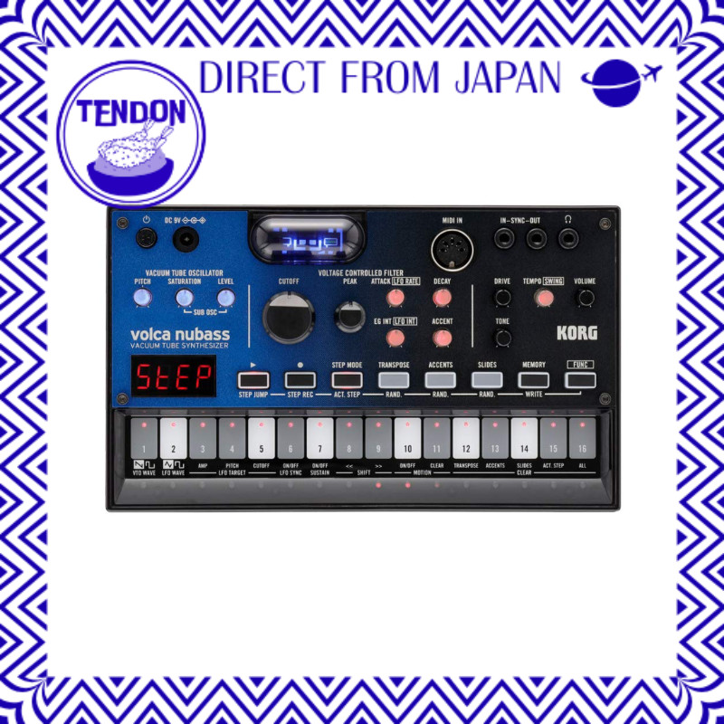 KORG sintetizador bass machine volca nubass com circuito de válvula Nutube, sequenciador de 16 passos, alimentação por