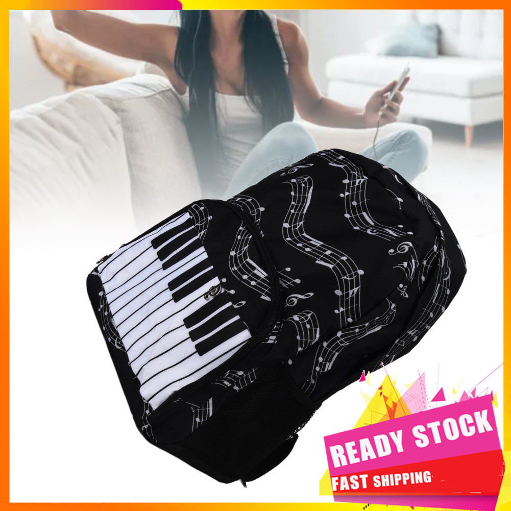 Gfgfgfgg RiToEasysports Music Bag Piano Keys Note Mochila à prova d\'água em tecido Oxford com costas acolchoadas