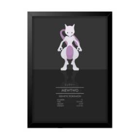 Quadro Decorativo Poster Pokémon Jogo Filme Anime Mewtwo Quarto Sala Escritório