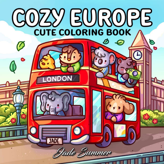 Kit 40 Desenhos de Cozy Europe Para Colorir (Folhas Soltas) Folha A4