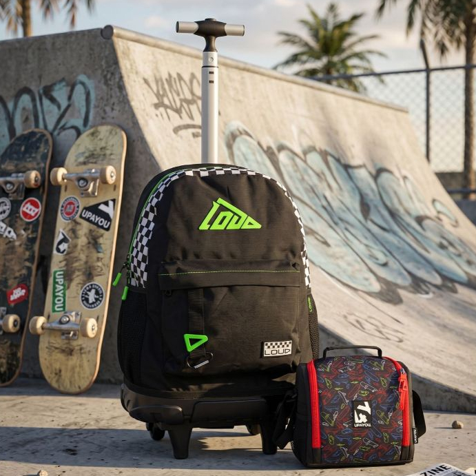 Kit Escolar Juvenil Menino Gamer Loud Mochila Reforçada 2em1 Rodas e Costas + Lancheira Bolsa Térmica UP4YOU