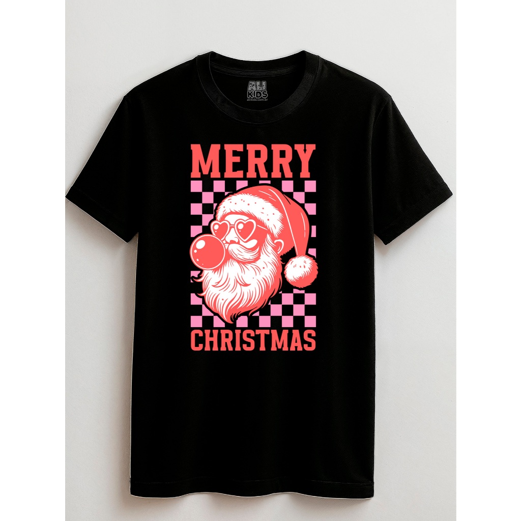 Camisa Merry Christmas 100% Algodão Juvenil e Infantil 2 ao 16 anos Natal Menino Menina