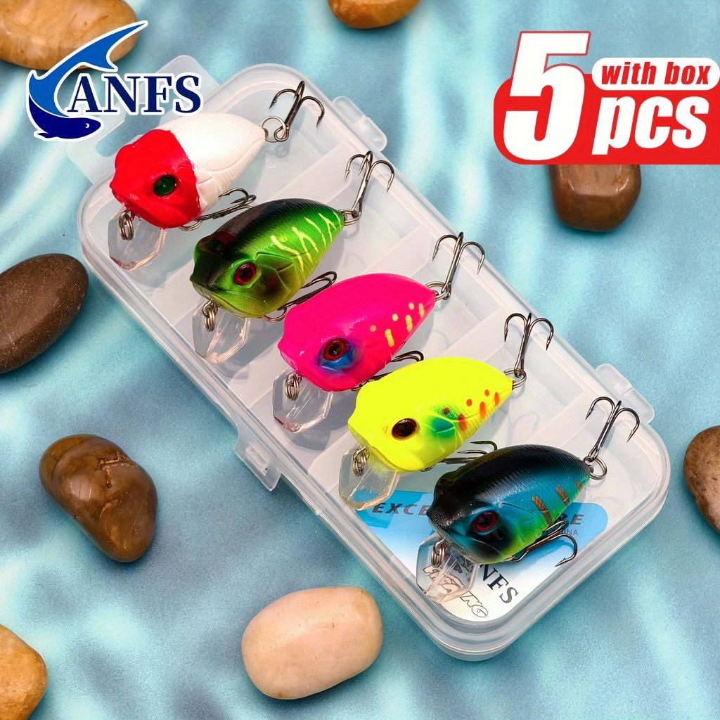 KIT COM 5 ISCA ARTIFICIAL MEIA ÁGUA MINI CRANK 4.5CM 8G COM RATTLIN ULTRA LIGHT P/ PESCA TUCUNARÉ