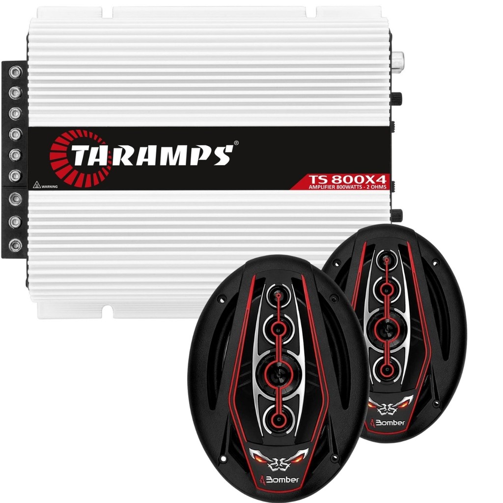 Kit Modulo Amplificador Ts800x4 + 2 Alto Falante Bicho Papao