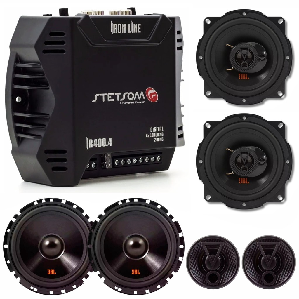 Kit 04 Alto Falantes 5 E 6 Pol FLEX4 62VFX5 5TRFX55 110w + Módulo Amplificador Stetsom IR400.4 4 c