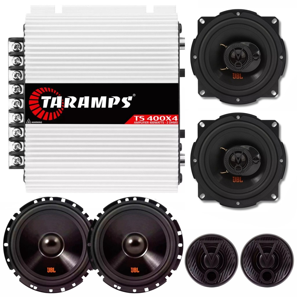 Kit 04 Alto Falantes 5 E 6 Pol 110w FLEX4 62VFX55 5TRFX55 + Módulo Amplificador Taramps TS400x4