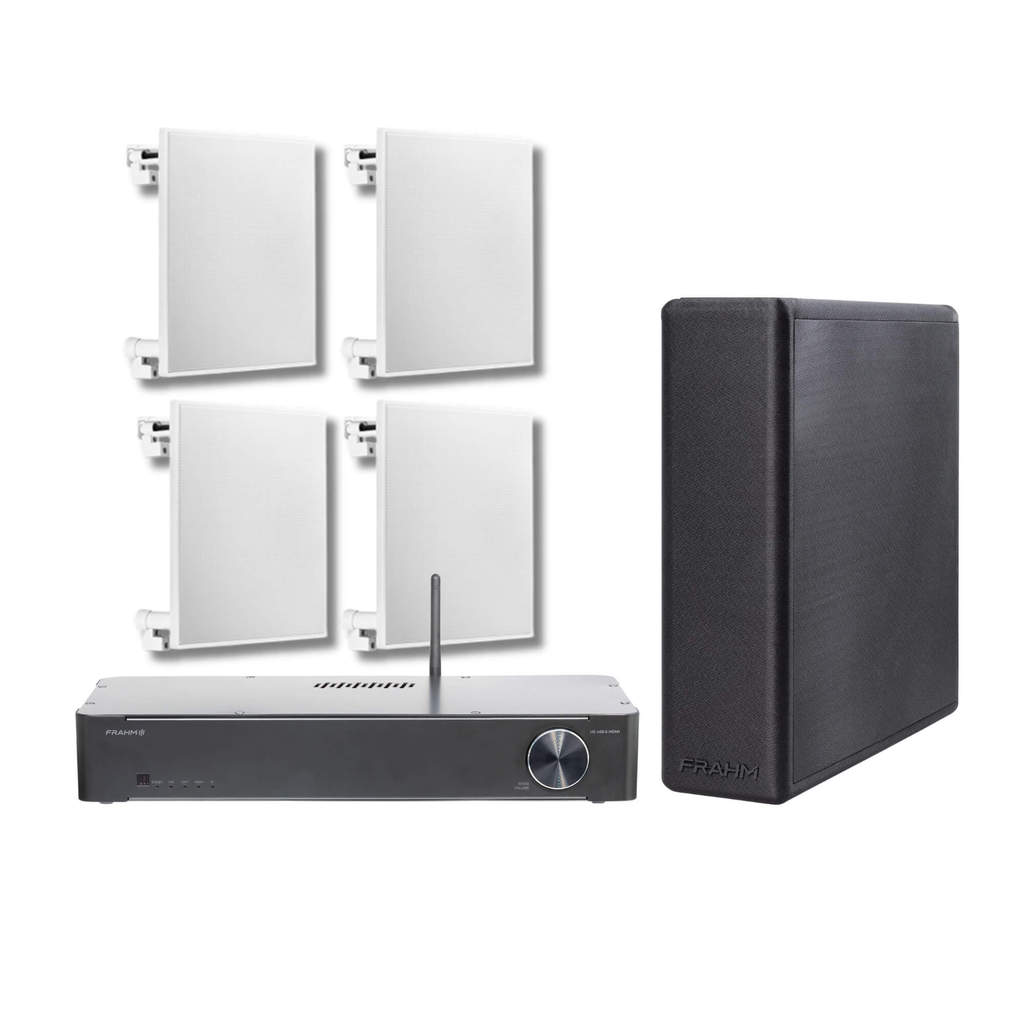 Kit Home Theater Frahm Home Sense Subwoofer 8'' + 4 Arandelas 6'' 100W + Amplificador HS 400.5 HDMI