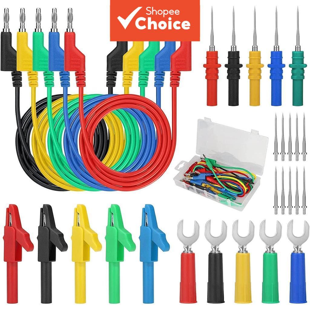 Kit de Cabos de Teste para Multímetro com Plug Banana, Grampo Jacaré, Sonda de Perfuração Traseira para Eletrônicos