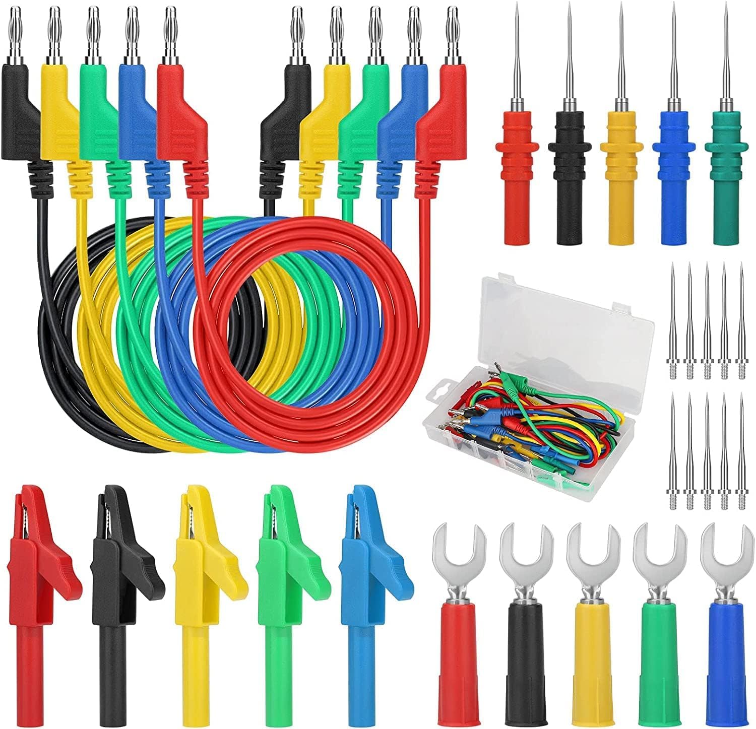 Kit de Cabos de Teste de Multímetro com Plug Banana, Presilha Jacaré e Sonda de Perfuração Traseira para Eletrônicos