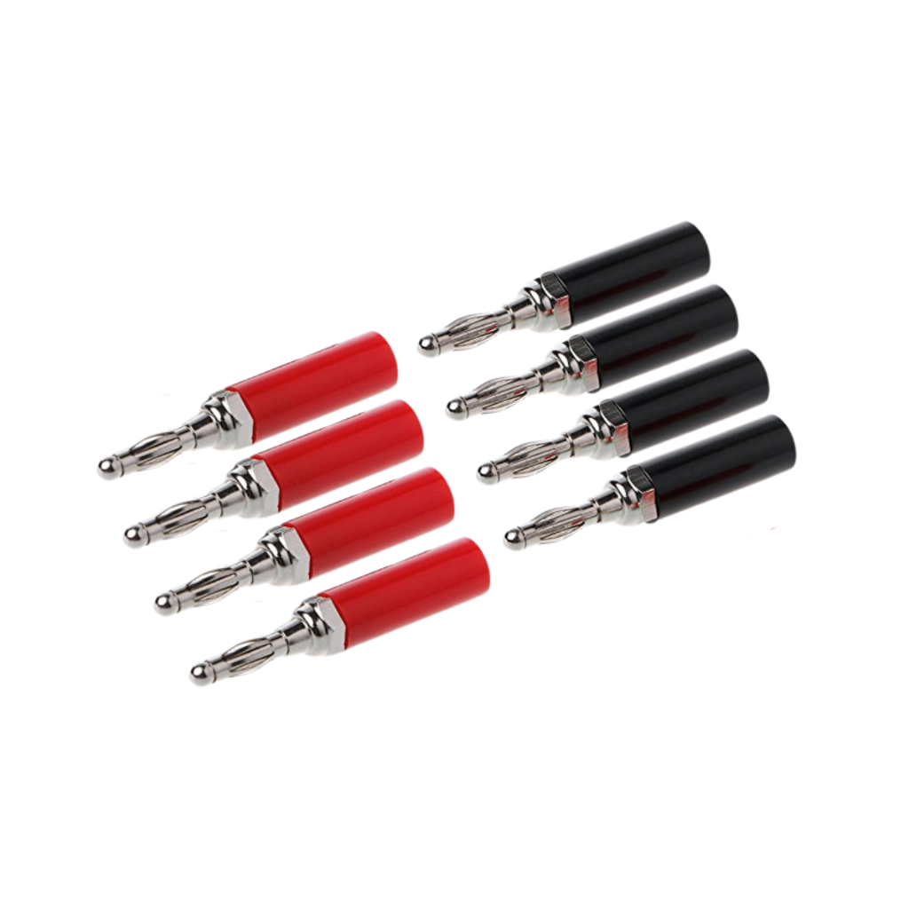 Kit 8 Plug Conector Banana 4mm Vermelho Preto Para Cabos