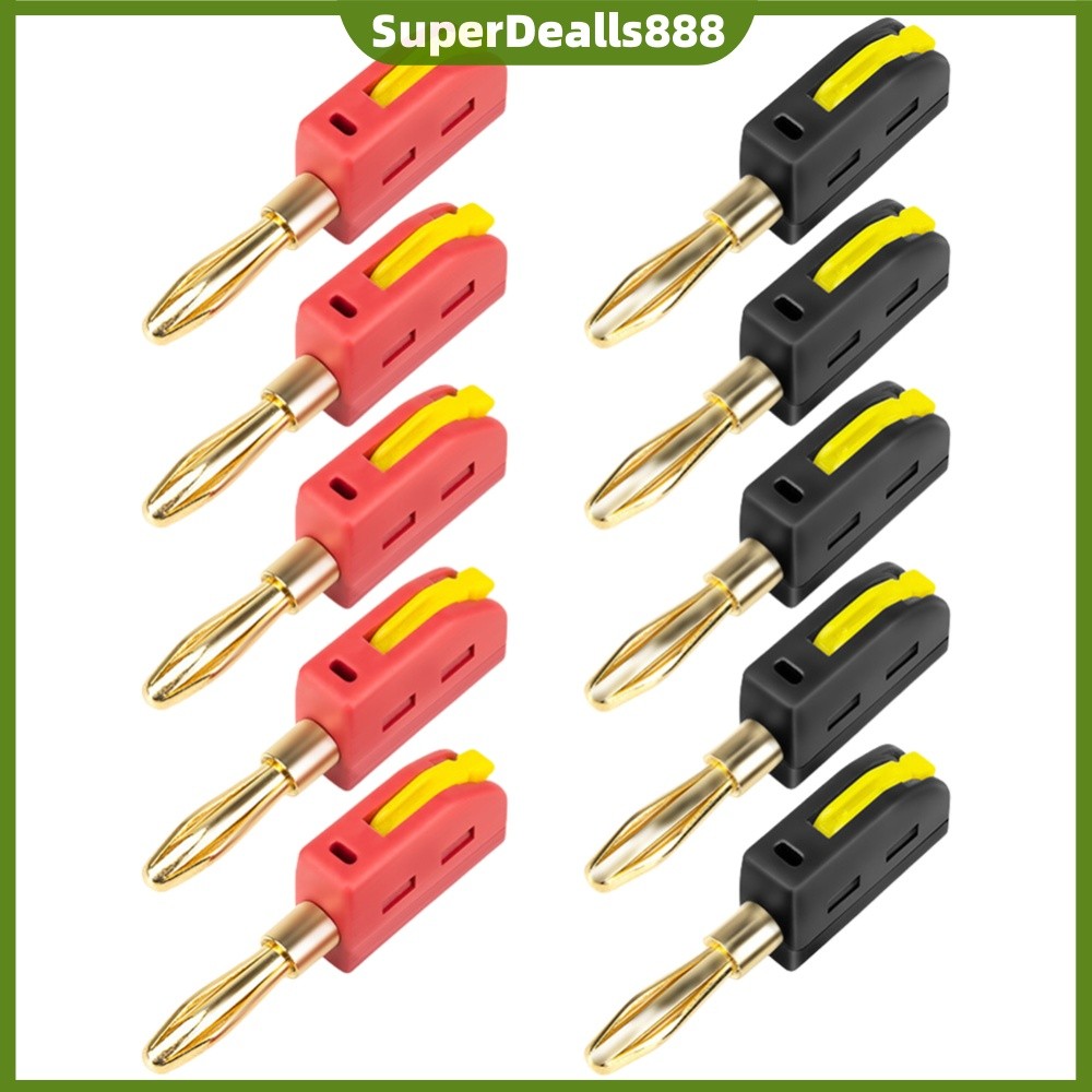 4mm Banana Plug Fivela De Travamento Automático De Seis Folhas Kit De Plugue De Lanterna Sem Solda 10 Unidades [SuperDea