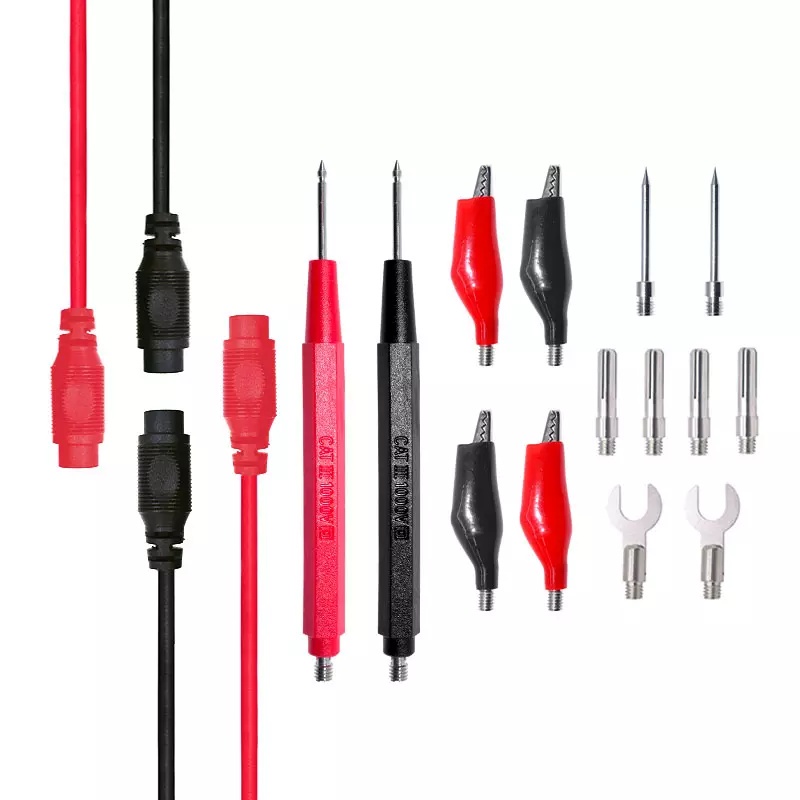 Jogo de Pontas de Prova Universal para Multímetro Plug Banana 4mm e Garra Jacaré - Kit com 16 peças