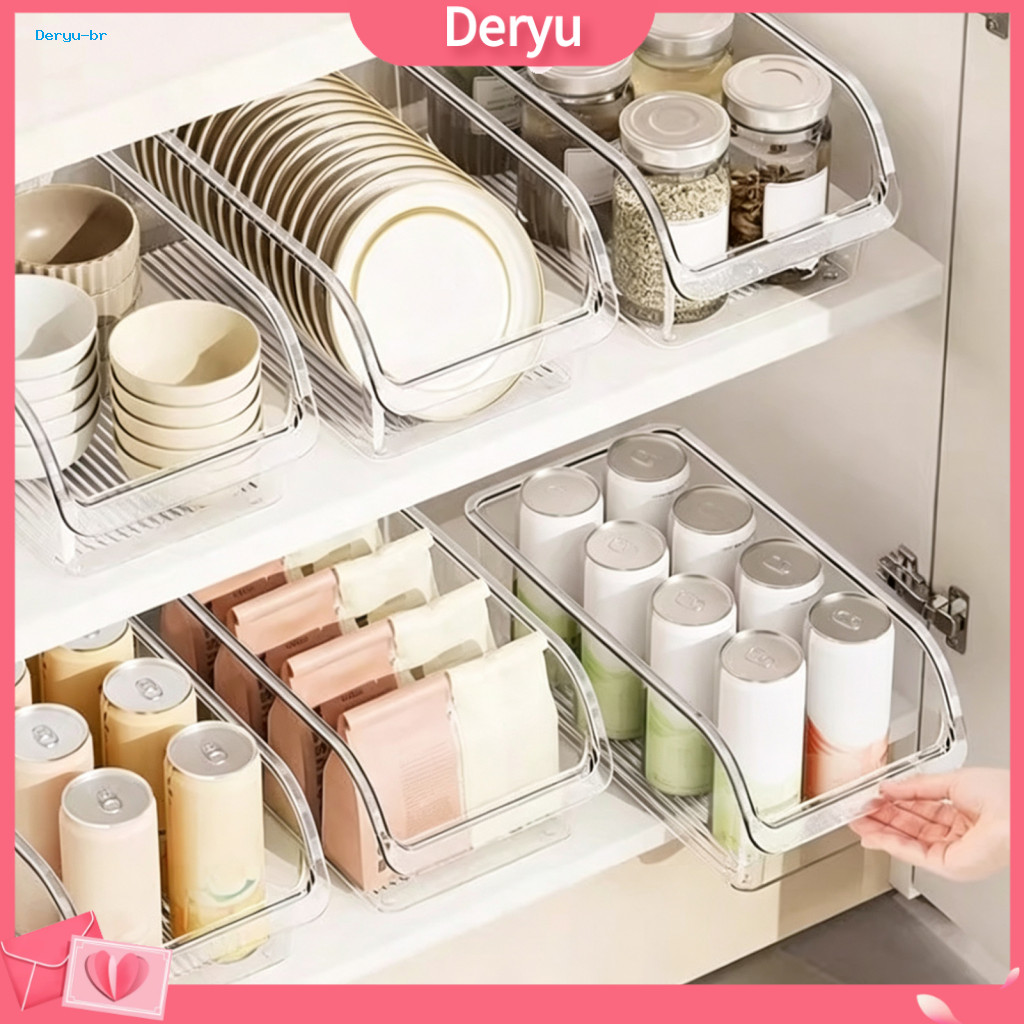 Plastic Bins for Fridge Fresh Keeping Produce Keepers Stackable Refrigerator Storage Box with Handle Pull-out Pet Drawer