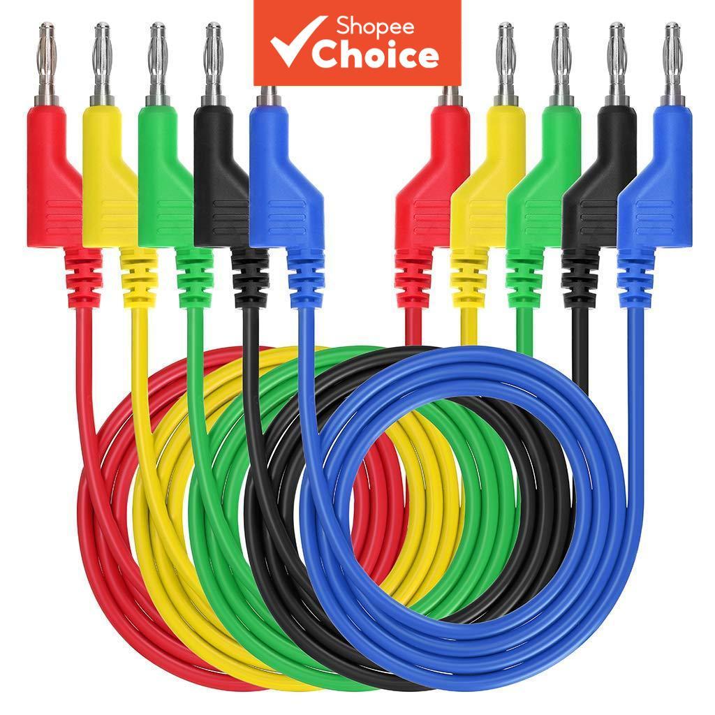 Conjunto De Cabos De Teste De Plugue Banana Para 4mm Empilhável 1000V 15A 1M Multímetro 5 Unidades