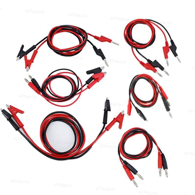 0.5m 1M 5/10/15A Duplo 4mm Banana Jacaré Para Crocodilo Clipe plug Teste Vermelho Preto Cabo BR27B2
