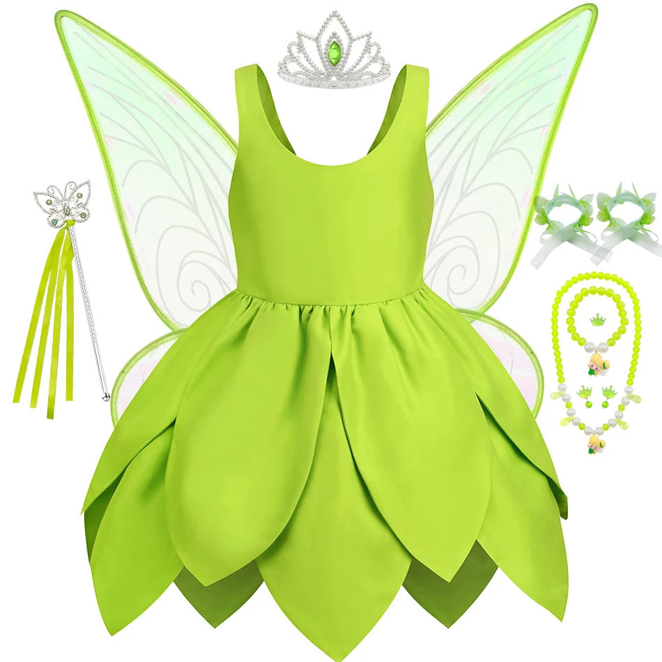 LMAA Fantasia De Tinker Bell Fada Verde Kid Princesa Fancy Tinkerbell Vestido De Aniversário Festa Halloween Cosplay Fantasias Espirituosas 2-10