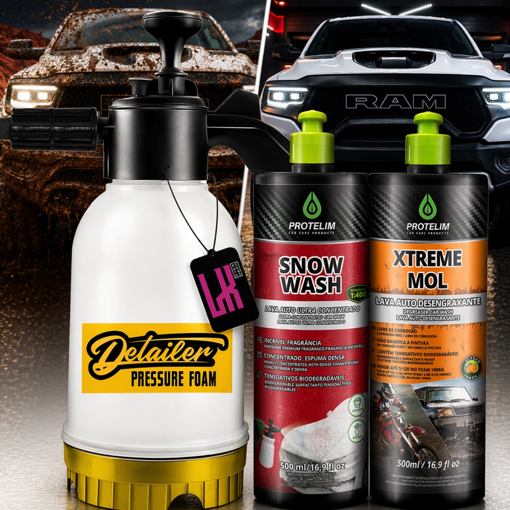 Kit Lavagem Snow Foam Manual 2l Snow Wash Xtreme Mol 500ml Neutro Desengraxante Pre Lavagem Protelim