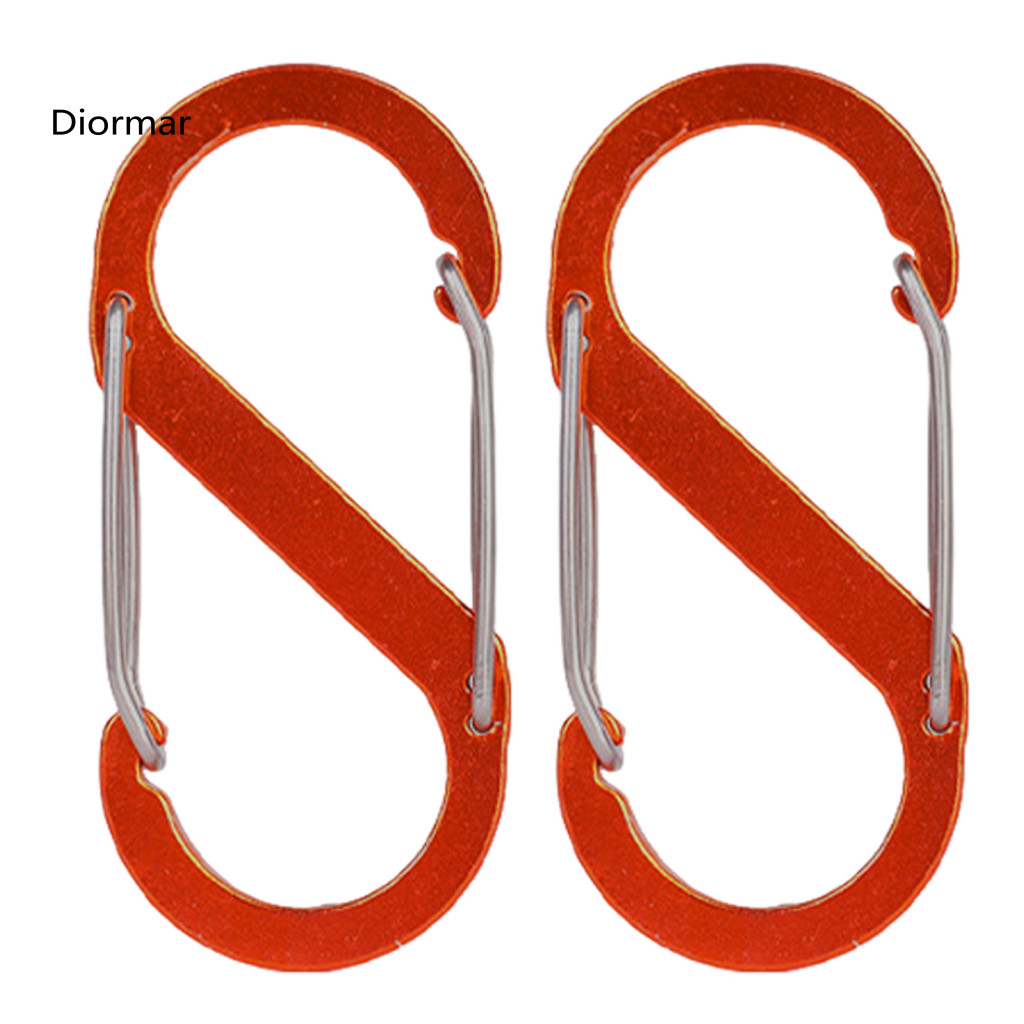 Camping Accessories Hanging Buckle 2pcs Colorful S-shaped Carabiner Clips Anti-theft Zipper Lock Strong Load-bearing Key