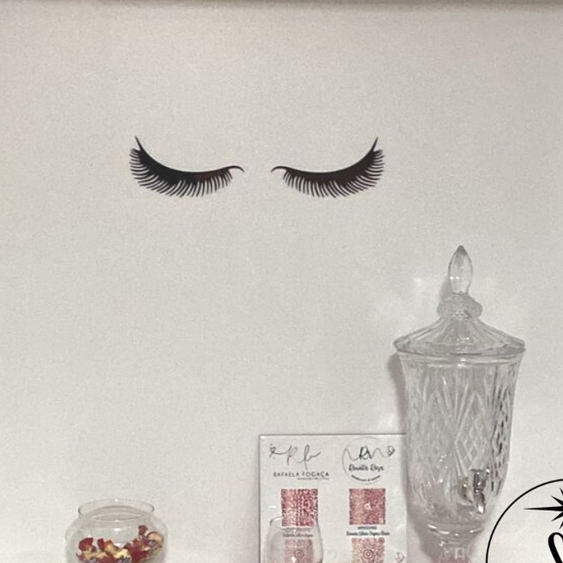 Aplique De Parede Decorativo Desenho Cílios Acrílico Preto Decoração Studio Lash Designer