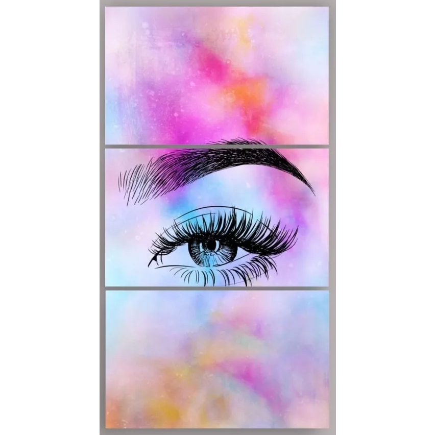 Quadro Decorativo 3 Peças Designer De Cilios Salão De Beleza