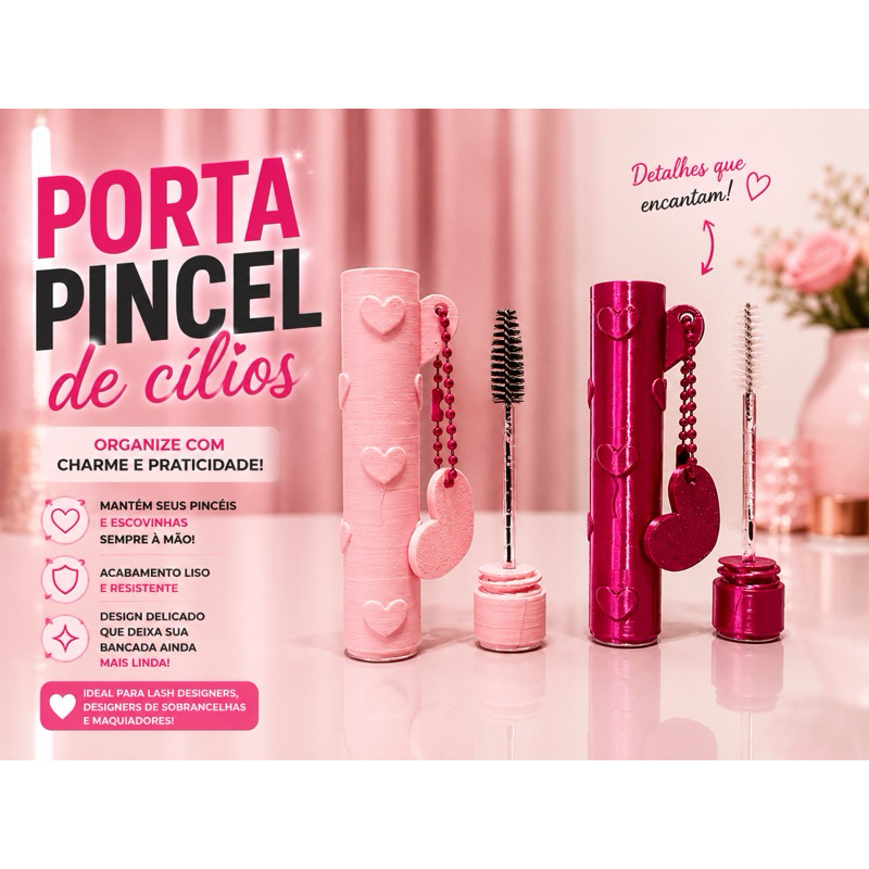Porta Escovinha de Cílios Lash Designer Protetor para Bolsa chaveiro