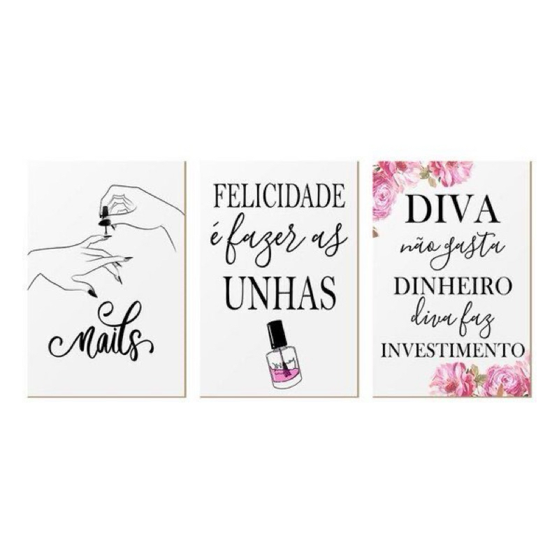 Kit Quadros Decorativos Para Nail Designer Estilo & Inspiração