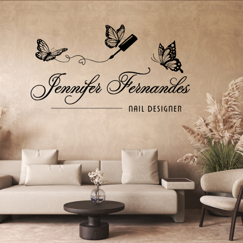 Adesivo Logo Nail Designer Borboleta