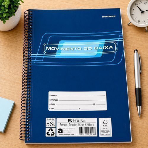 Livro Movimento de Caixa de 100 Folhas - Azul