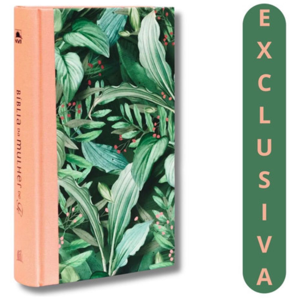 Bíblia Da Mulher De Fé - Nvi | Capa Tecido Rosa E Folhagem | Reflexões Diárias