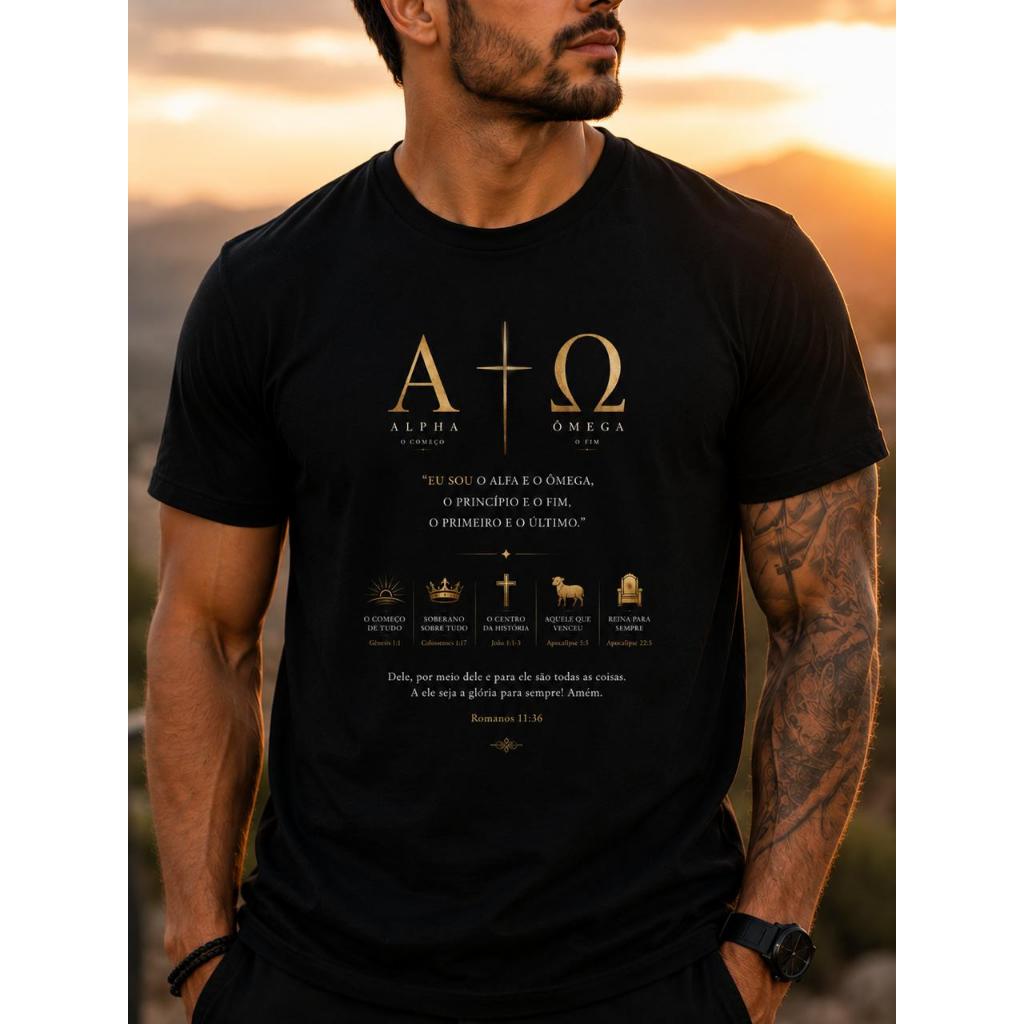 Camiseta ALFA + OMEGA blusa camisa estampa exclusiva male one presente masculina lançamento promoção