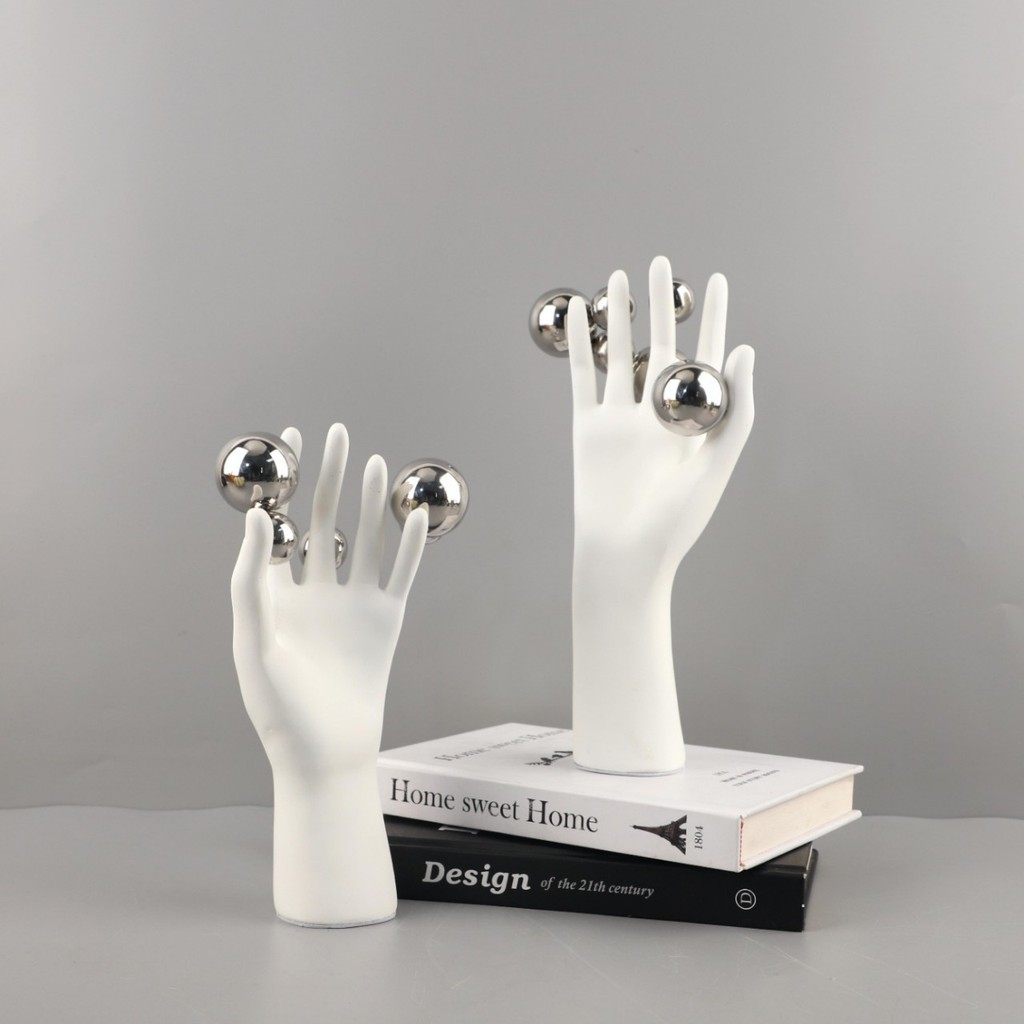 PORG Nordic-style creative abstract resin white hand sculpture, decorative piece for entryway, study, hotel, or TV cabin