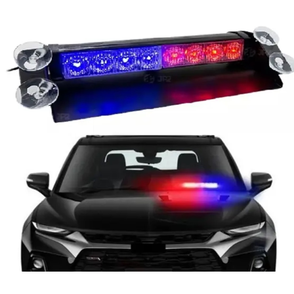 Giroled giroflex Sinalizador Barra Led Flash Brake Light Vermelho/Azul 8 Leds Polícia 12v